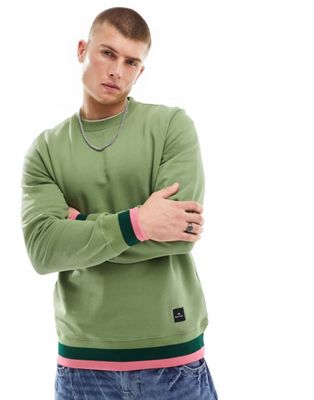 PS Paul Smith label logo contrast hem sweatshirt in mid green