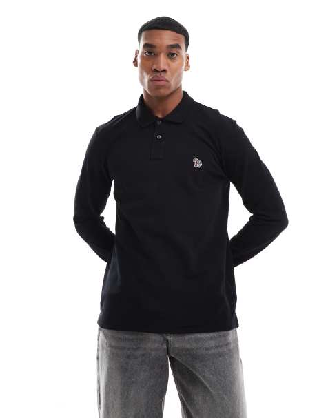 PS Paul Smith – Langärmliges Polohemd in Schwarz mit Logo in regulärer Passform - view 1