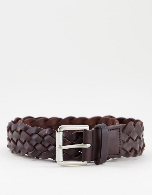 PS Paul Smith Leather Plait Belt In Brown