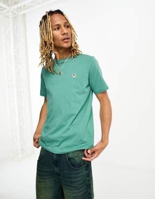 logo T-shirt in teal green