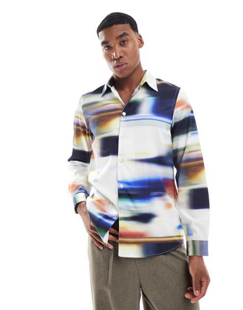 PS Paul Smith long sleeve shirt in blurred print - view 1