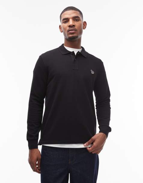 PS Paul Smith long sleeve zebra polo in black