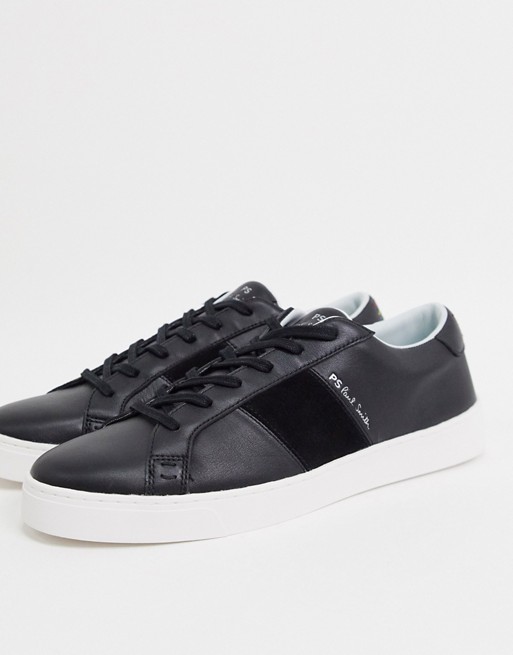 PS Paul Smith Lowe leather trainers with suede side panel in black