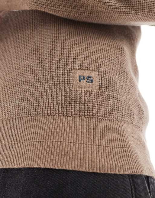 PS Paul Smith - Maglione girocollo color cuoio con logo, 3 di 4