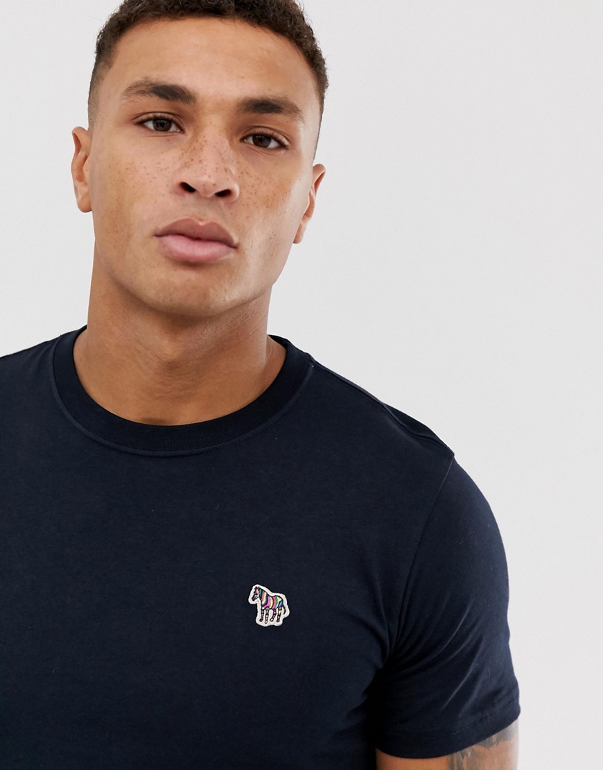 PS Paul Smith — Marineblå tætsiddende T-shirt med zebra logo