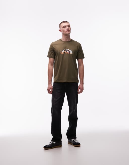 PS Paul Smith matchstick graphic t-shirt in khaki, 2 of 5
