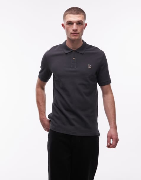 PS Paul Smith – Mörkgrå t-shirt med pikékrage och zebralogga - view 1