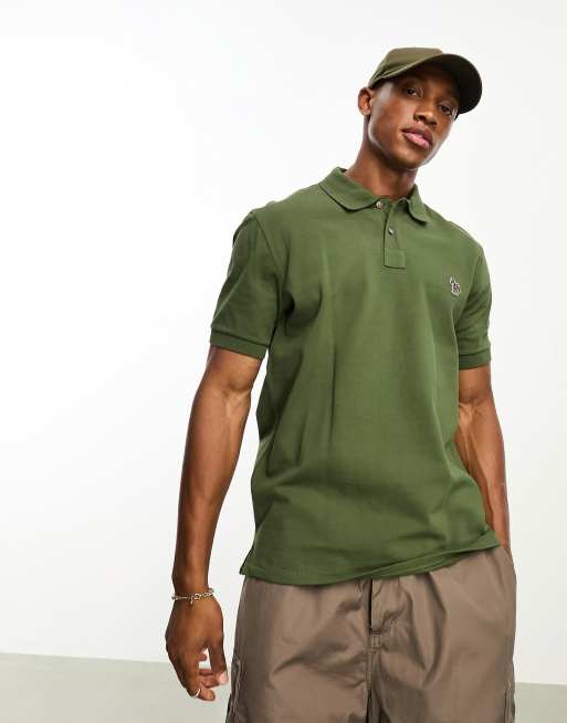 Ps paul smith - Mørkegrøn pique-polo med zebralogo i regular fit