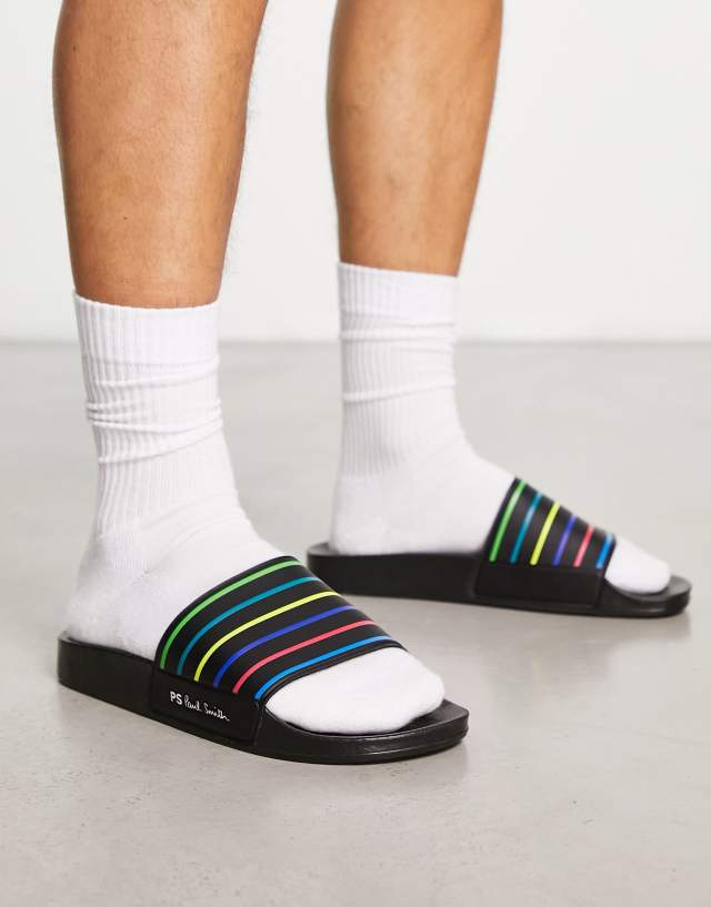 PS Paul Smith Nyro stripe slides in black