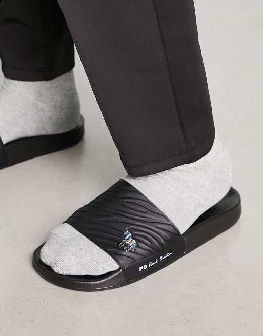 PS Paul Smith Nyro zebra sliders in black