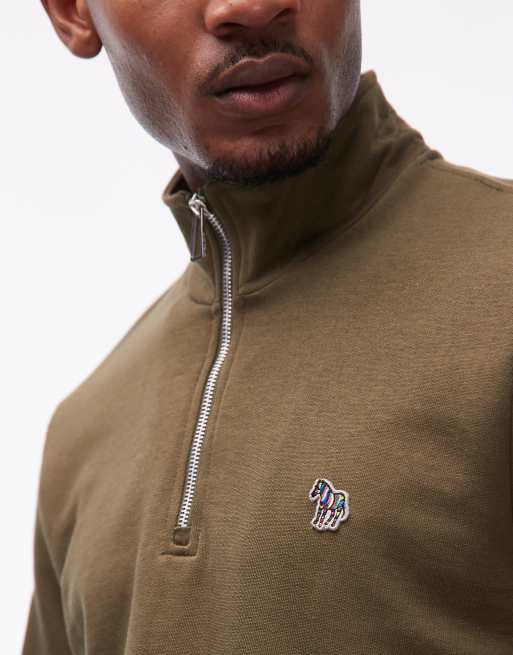  PS Paul Smith - Olivengrøn trøje med halv lynlås og logo, 5 af 5