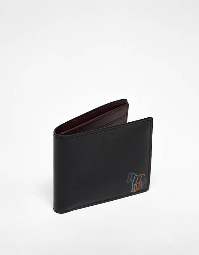 PS Paul Smith - outline zebra brown inner leather billfold wallet in black
