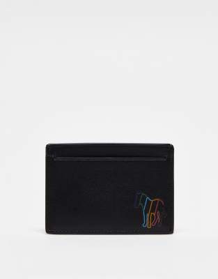 PS Paul Smith outline zebra brown leather credit card wallet in black