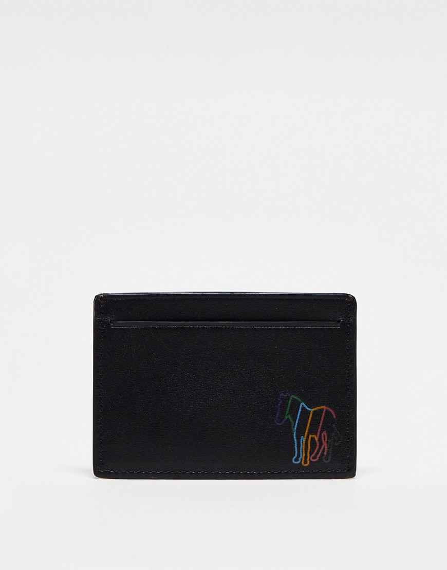 PS BY PAUL SMITH OUTLINE ZEBRA BROWN LEATHER CREDIT CARD WALLET IN BLACK