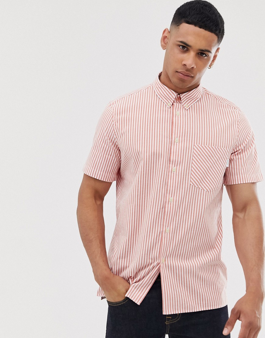 PS Paul Smith - Overhemd met korte mouwen en verticale strepen in rood en wit