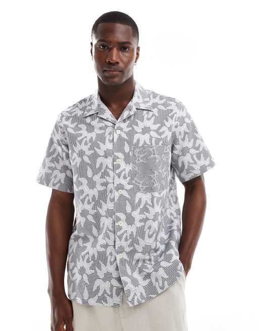 PS Paul Smith - Overhemd met reverskraag en zak in blauwe print