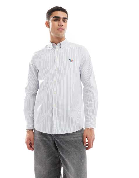 PS Paul Smith – Oxford-Hemd in Blau mit gestreiftem Logo - view 1