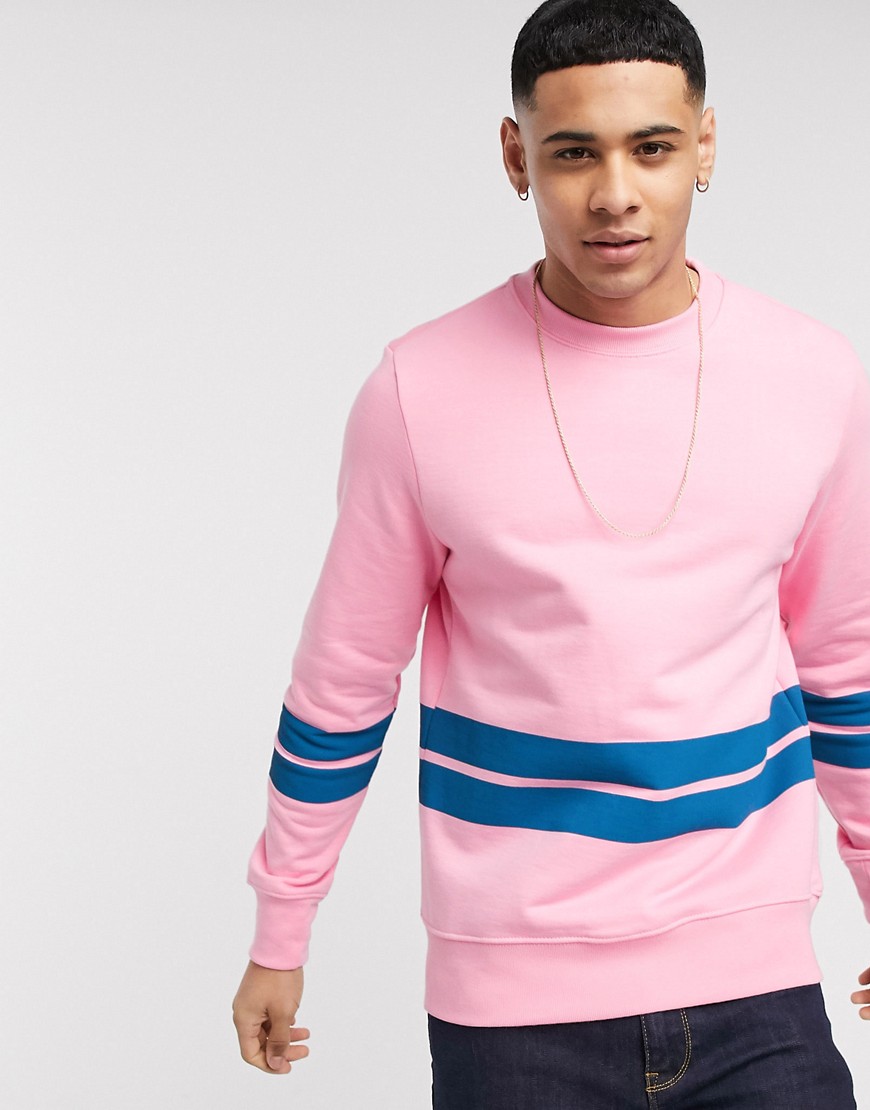 PS Paul Smith panel stripe sweat in pink