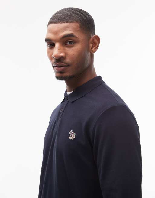 PS Paul Smith - Polo à manches longues et logo zèbre - Bleu marine, 4 de 5