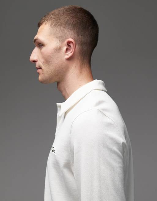 PS Paul Smith - Polo a maniche lunghe bianca con logo, 4 di 5