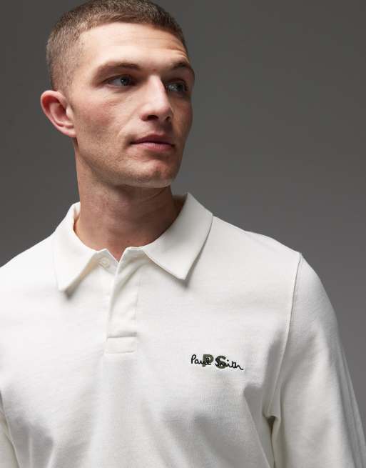 PS Paul Smith - Polo a maniche lunghe bianca con logo, 5 di 5