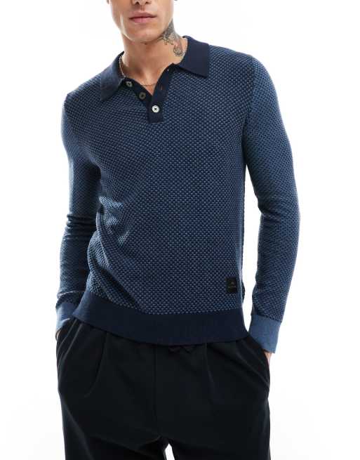 PS Paul Smith - Polo a maniche lunghe in maglia blu