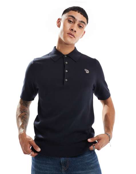 PS Paul Smith - Polo en maille à logo zèbre - Bleu marine - view 1