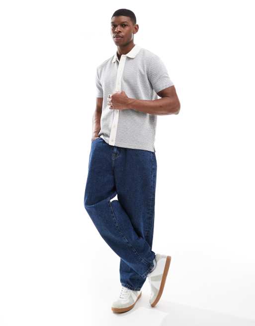 PS Paul Smith - Polo in maglia blu con dettaglio a contrasto, 3 di 4