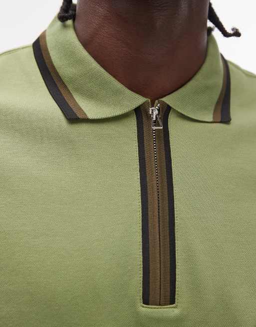PS Paul Smith - Poloshirt met korte rits in groen, 5 van 5