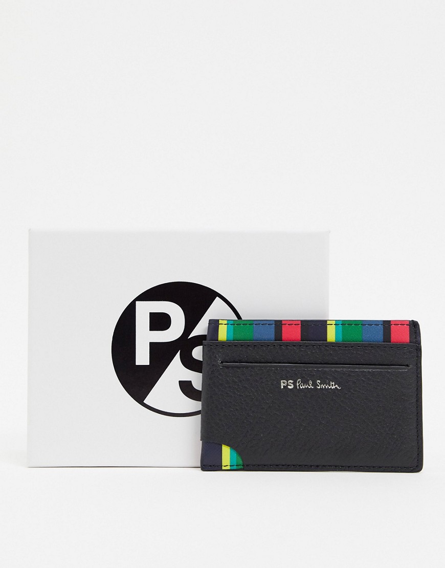 PS Paul Smith - Porta carte in pelle con righe nero