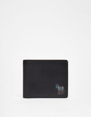 PS Paul Smith multi zebra logo leather billfold wallet in black - ASOS Price Checker
