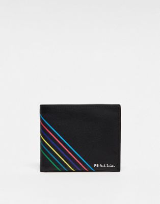 PS Paul Smith stripe leather billfold wallet in black - ASOS Price Checker