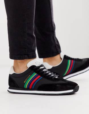 PS Paul Smith Prince leather sneakers with stripe detail in black ASOS