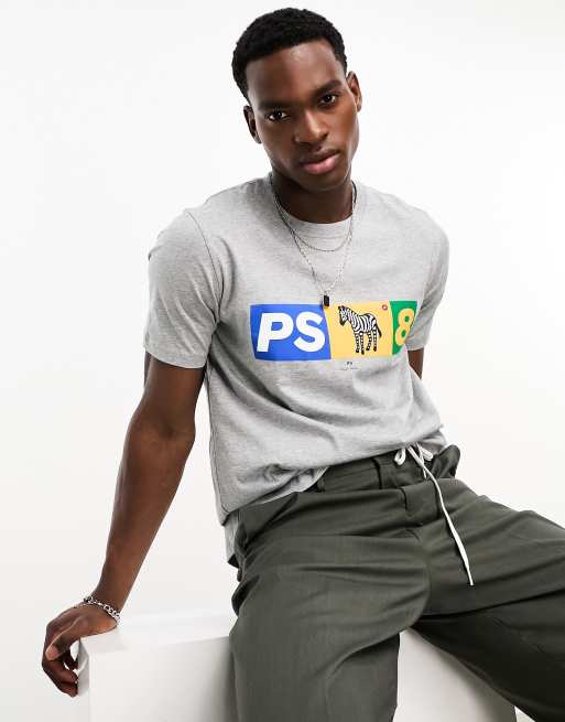 PS Paul Smith ps8 zebra logo t-shirt in gray heather | ASOS