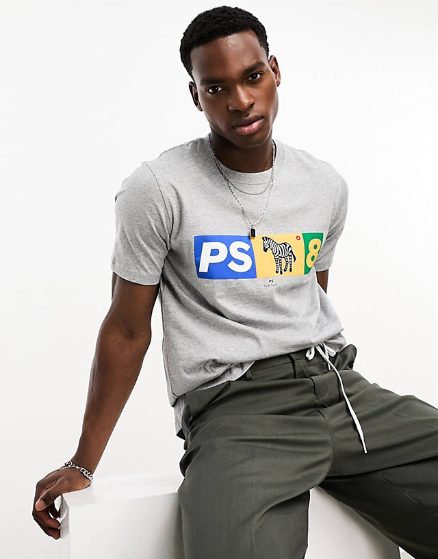 PS Paul Smith - ps8 zebra logo t-shirt in grey marl