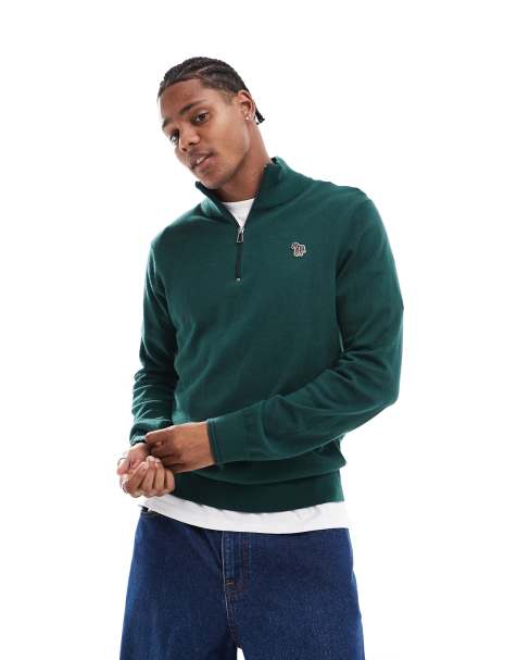PS Paul Smith - Pull à col zippé avec logo signature - Vert - view 1