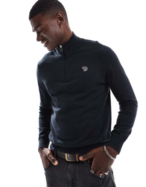 PS Paul Smith – Pullover in Schwarz mit kurzem Reißverschluss und Markenlogo - view 1