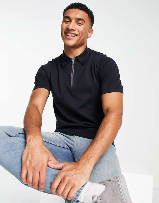 PS Paul Smith pullover polo with contrast piping in navy | ASOS