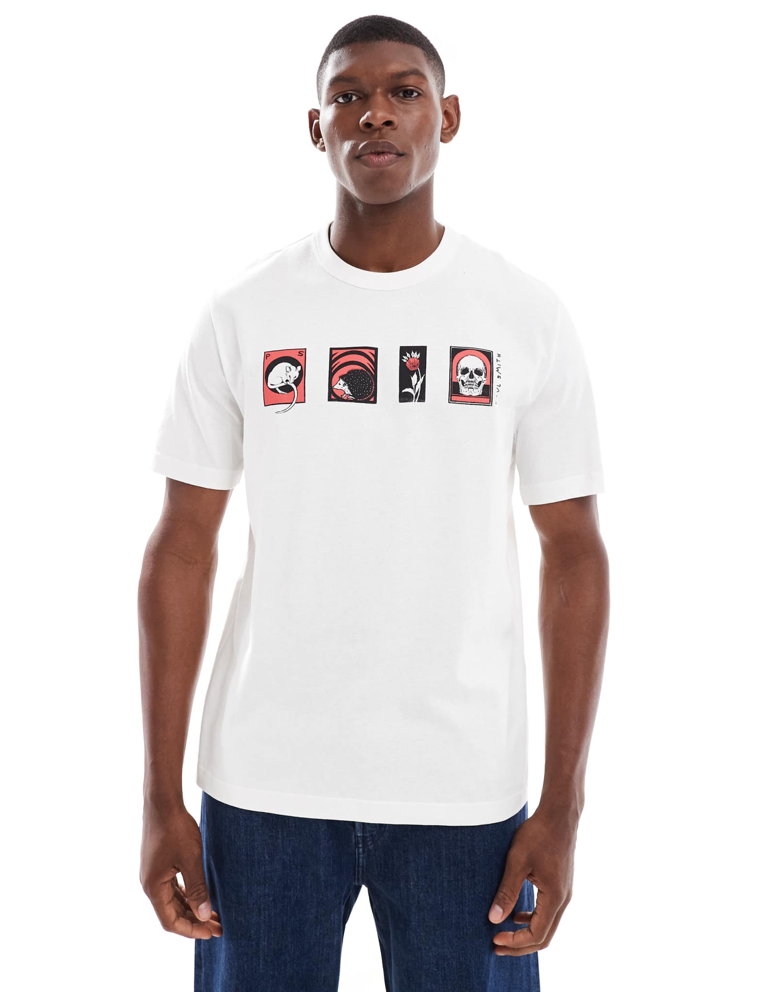 Футболка с логотипом PS Paul Smith regular fit hedgehog белого цвета