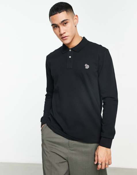PS Paul Smith regular fit logo long sleeve polo in black - view 1
