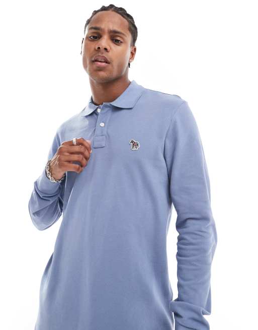 PS Paul Smith regular fit logo long sleeve polo in blue ASOS