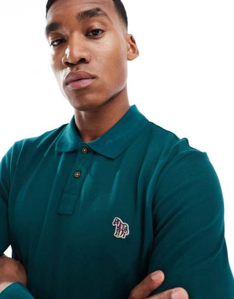 PS Paul Smith regular fit logo long sleeve polo in teal - view 1