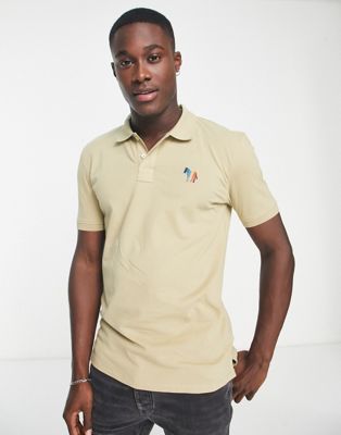 PS Paul Smith regular fit logo short sleeve polo in beige - ASOS Price Checker