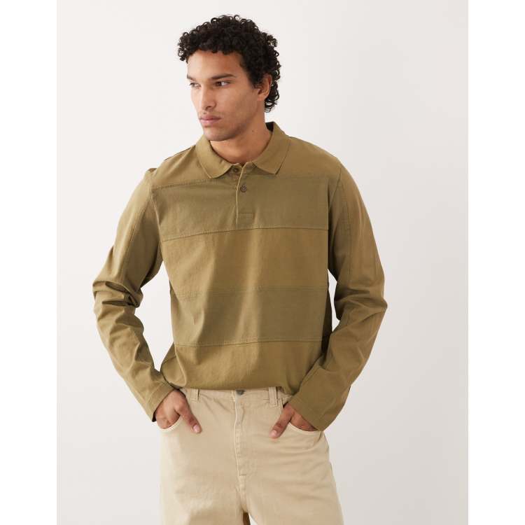 PS Paul Smith regular fit long sleeve paneled polo shirt in green