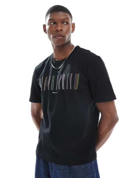 PS Paul Smith regular fit multicolored logo t-shirt in black - view 1