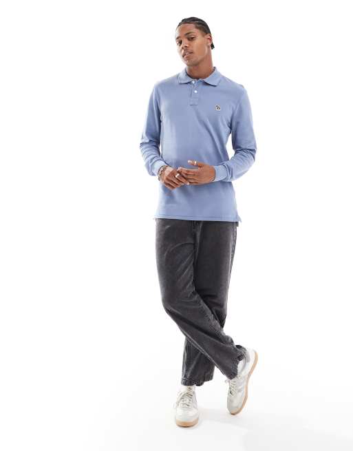 PS Paul Smith - Regular-fit polo met logo en lange mouwen in blauw, 4 van 4