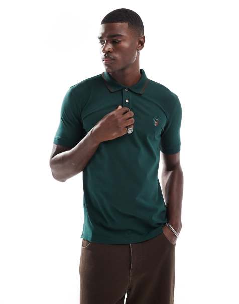PS Paul Smith - Regular-fit polo met logo, korte mouwen en een gekleurd randje in groen - view 1