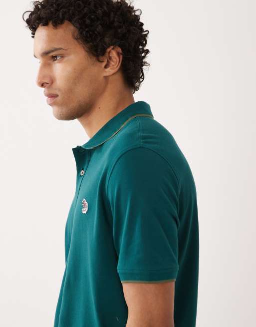 PS Paul Smith regular fit polo shirt with zebra logo in dark green, 3 of 5