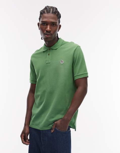 PS Paul Smith regular fit polo shirt with zebra logo in green - view 1