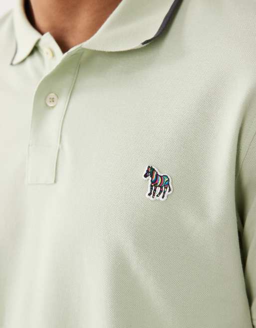 PS Paul Smith regular fit polo shirt with zebra logo in light green, 3 of 5